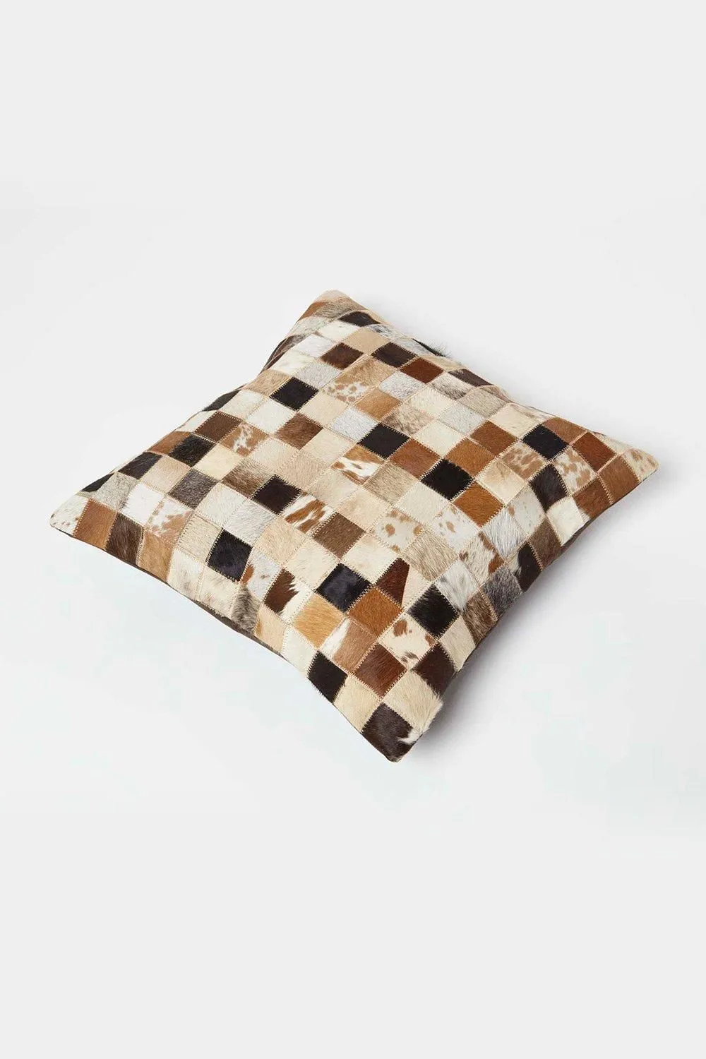 Homescapes Small Block Leather Cushion 45 x 45 cm in Brown 5