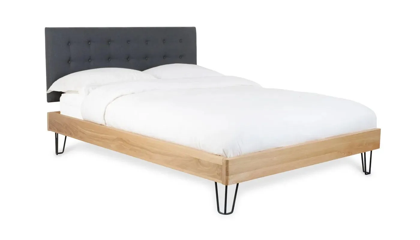 Heal's Brunel Bed Fabric Headboard King Grey Oak 1