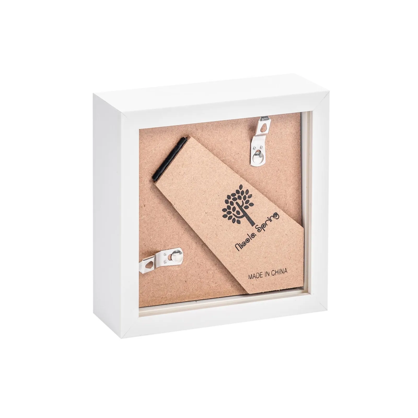 Nicola Spring 4" x 4" White 3D Box Photo Frame - 2" x 2" Mount in Ivory 5