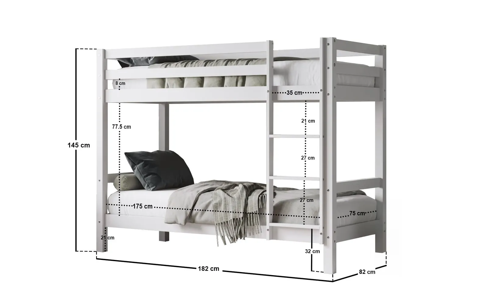 Flair Callisto Shorty Bunk Bed in White 6