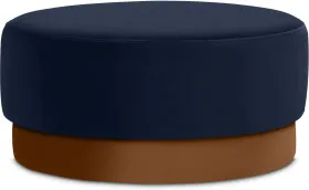 Volta Pouffe, Large, Interstellar Blue & Cinnamon Velvet