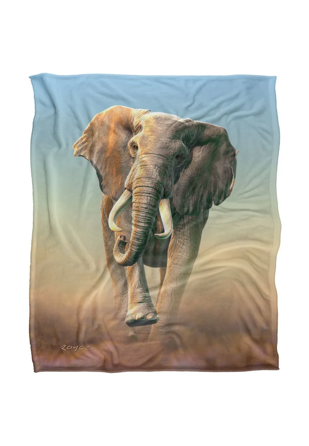 JQ Licensing Royce Mcclure Charging Elephant Silky Touch Super Soft Throw Blanket 152 X 127 cm in White