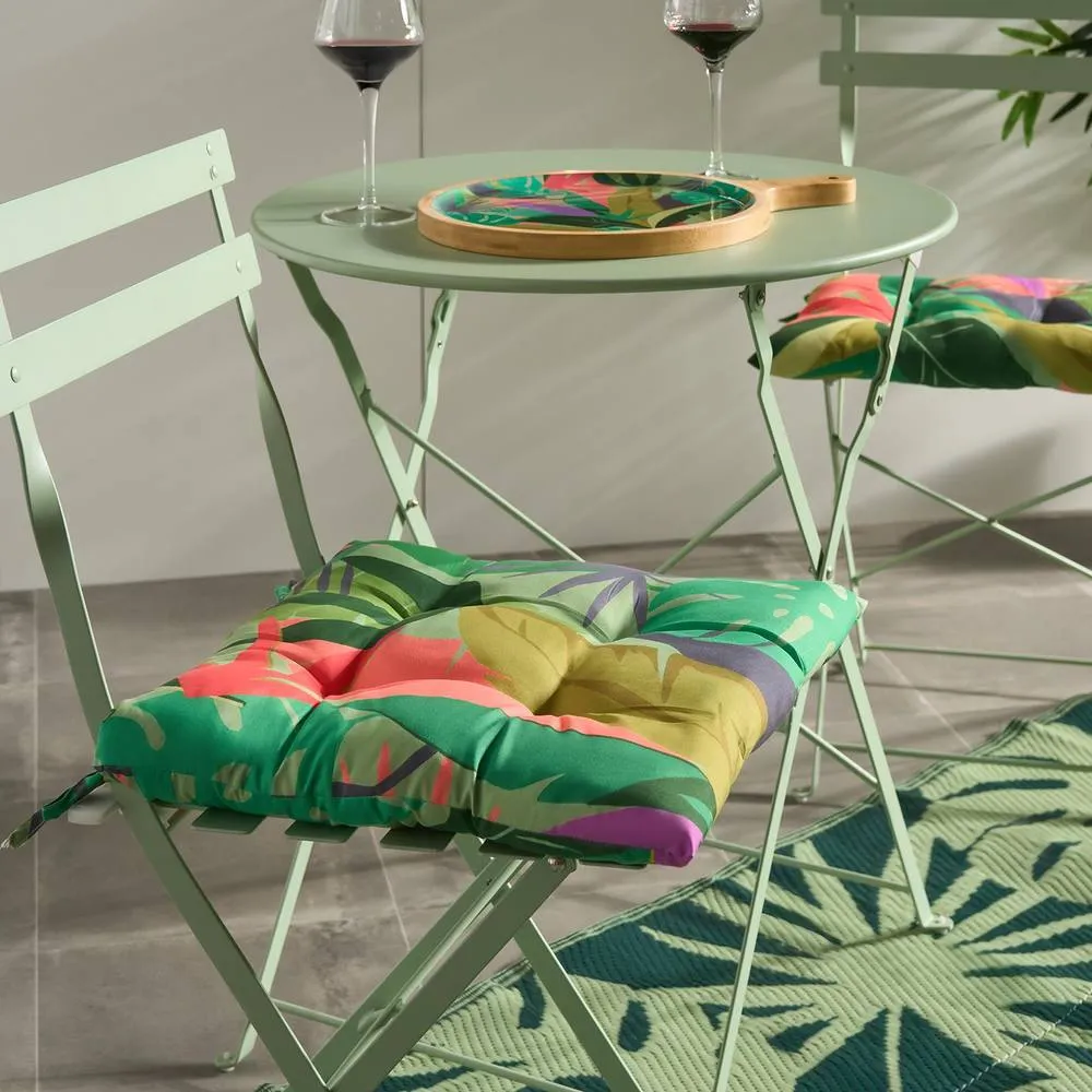 OHS 2 x Palm Print Garden Seat Pads Outdoor Chair Cushions