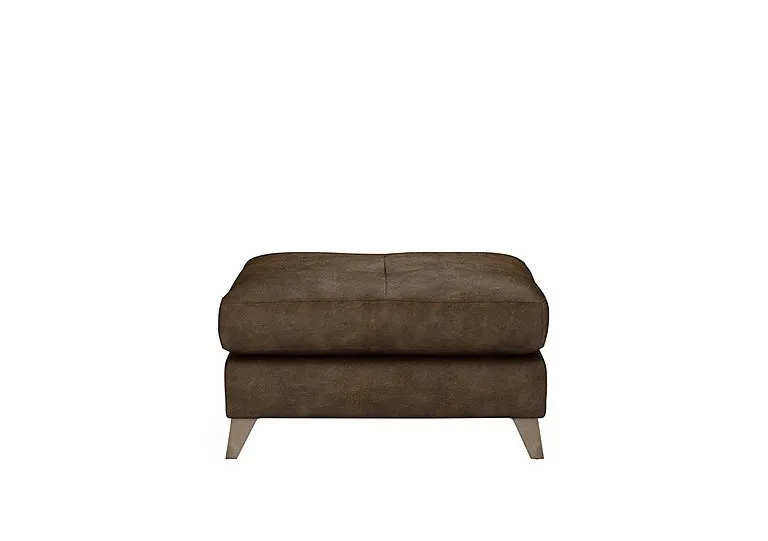 Hermione Leather Footstool - Bourbon