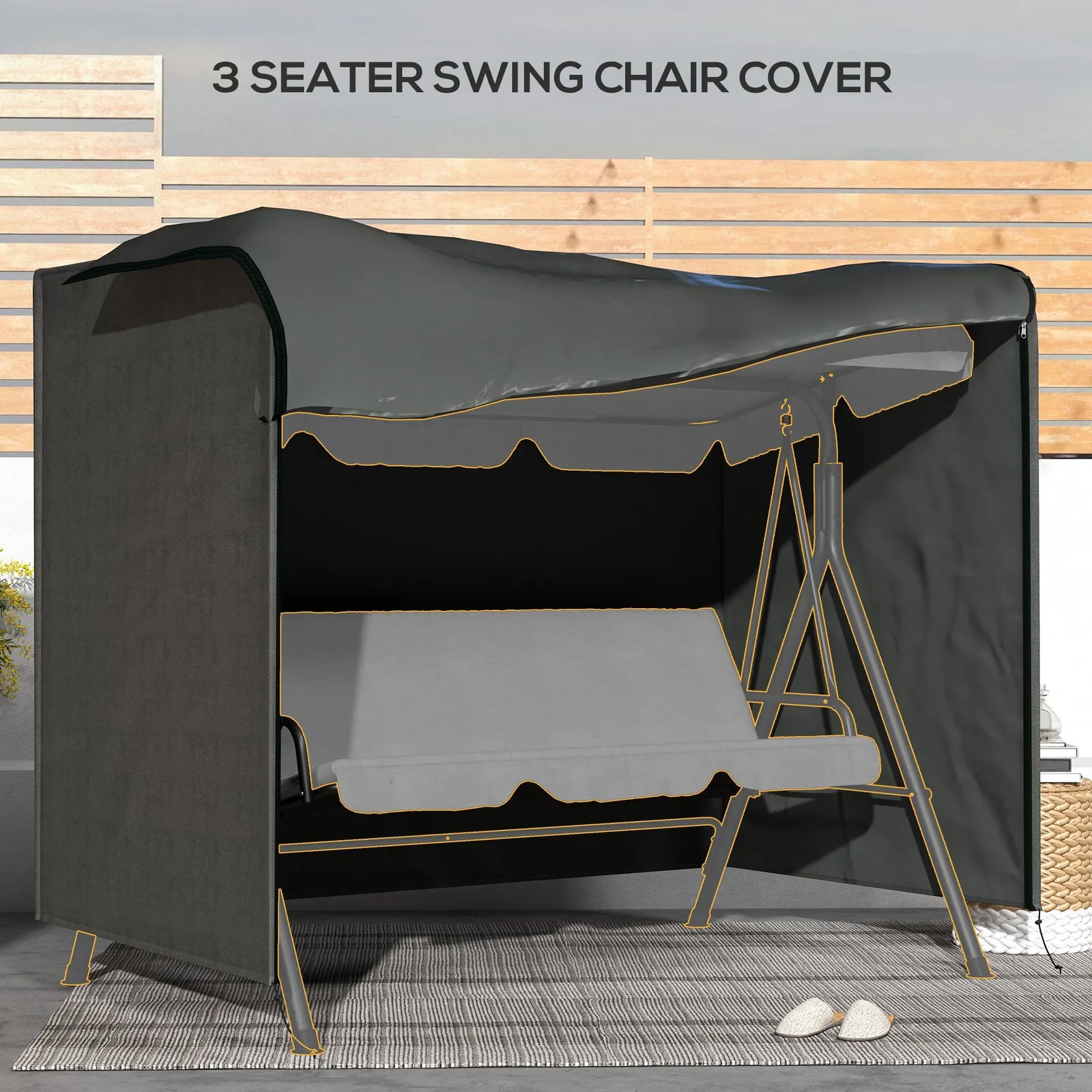 OUTSUNNY Garden Furniture Protector Patio Swing Chair Cover in Dark Grey 5