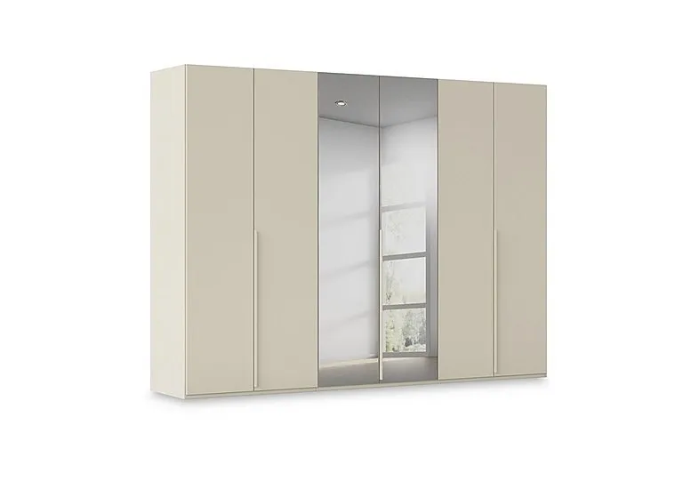 Haven 301cm 6 Door Hinged Wardrobe with 4 Décor Doors and 2 Mirror Doors