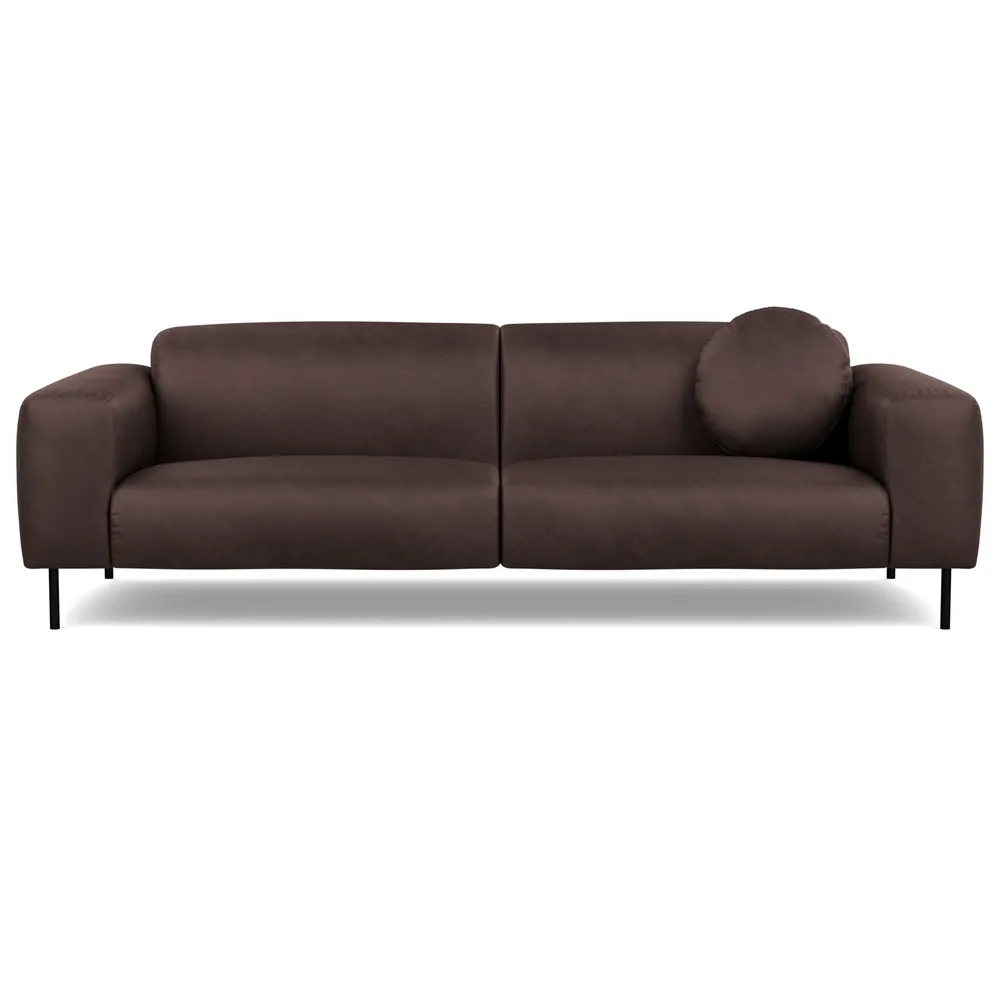 Heal's Luna 4 Seater Sofa Luxury Leather Coco Black Feet