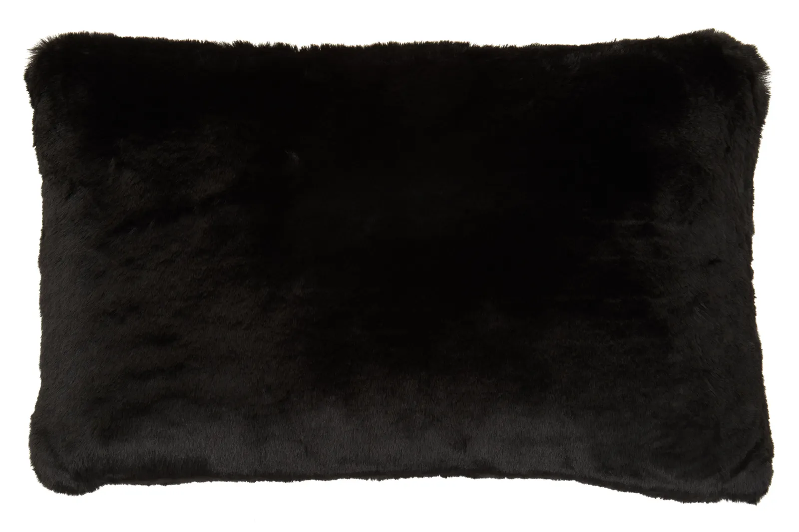 Orsina Rectangular Red Wine Faux Fur Cushion, Soft Feather Filled Decorative Cushion For Sofa & Bedroom in Black