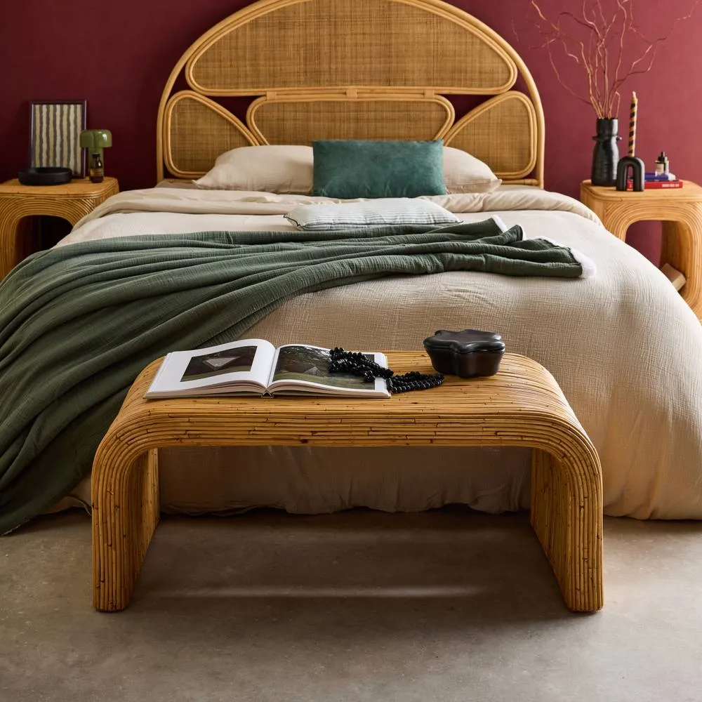 sweeek Bench, end of bed in natural rattan, 100cm in Beige