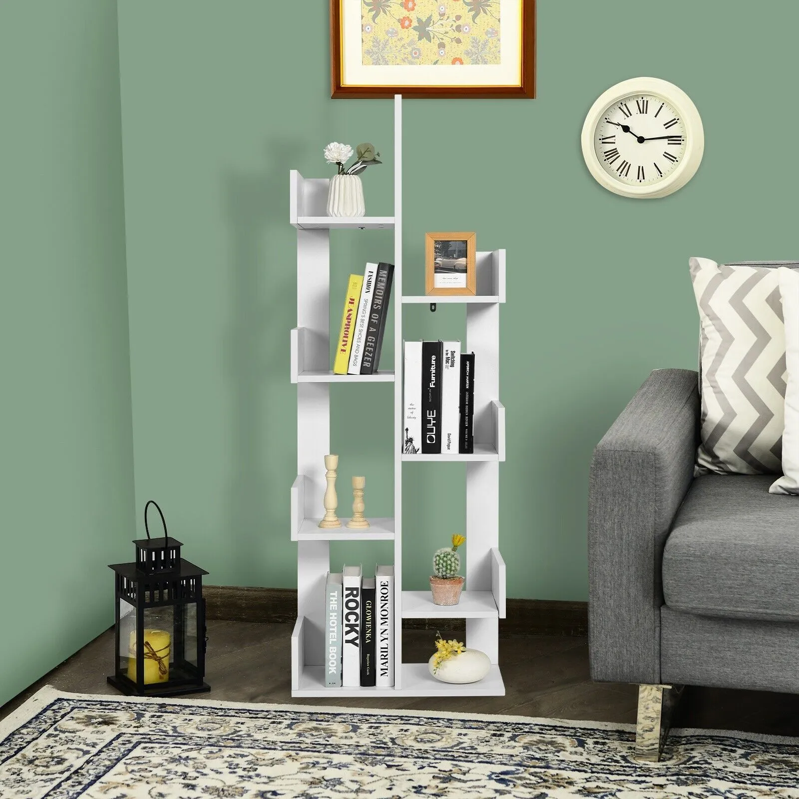 Costway 8-Tier Bookcase Multipurpose Bookshelf 8-layer Freestanding Bookcase in White 3