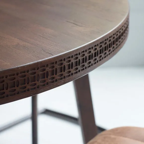 Cantwell 4 Seater Round Dining Table, Mango Wood 2