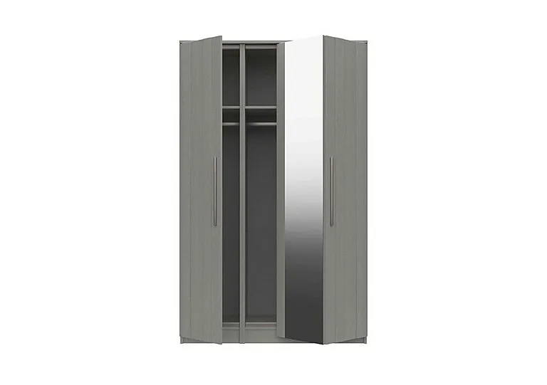 Victoria 3 Door Bifold Wardrobe with Mirror - Light Grey