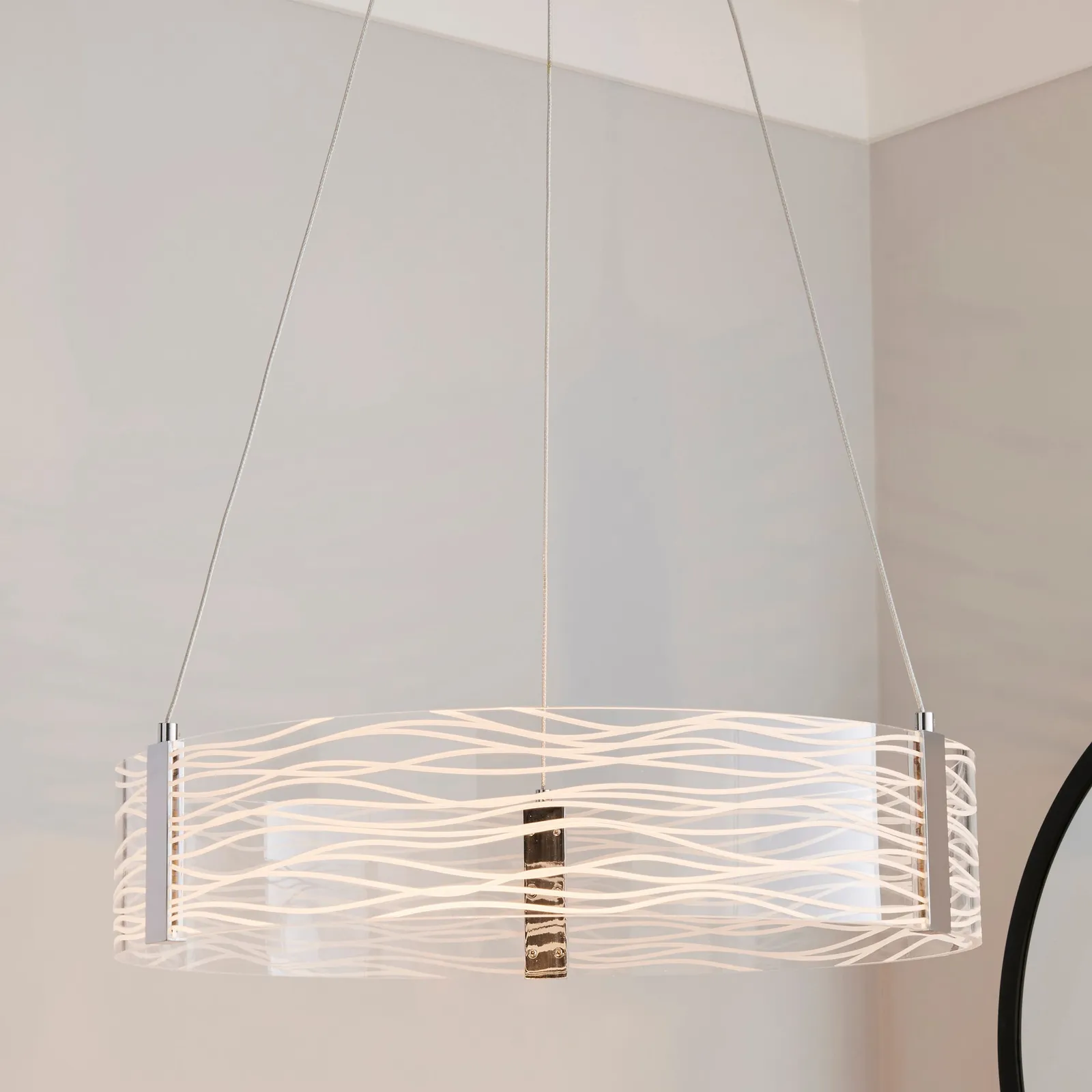 Clee Etched Integrated LED Hoop Ceiling Fitting Chrome