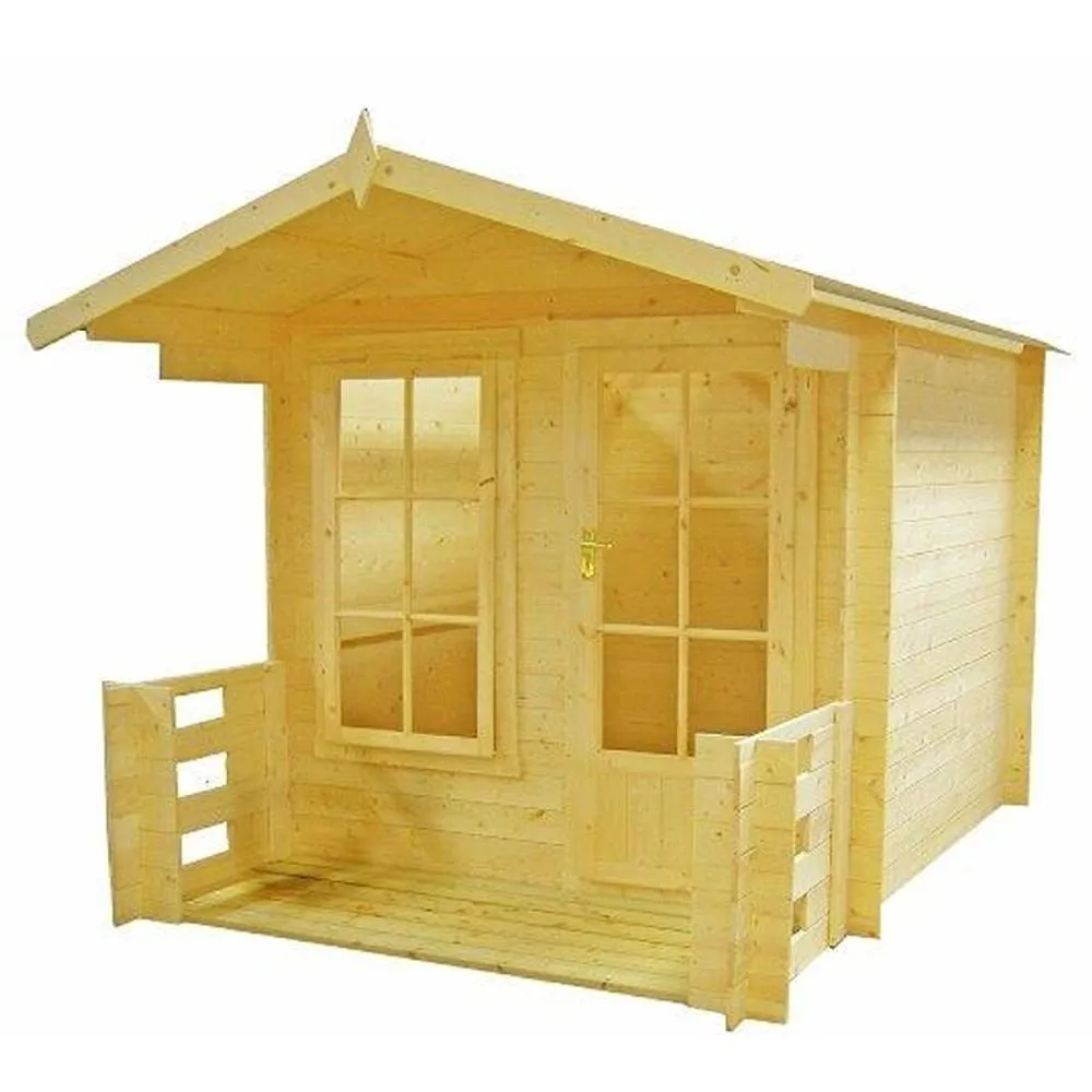 Shires Maulden with veranda Log Cabin Home Office Garden Room Approx 9x9 ft in Natural 2