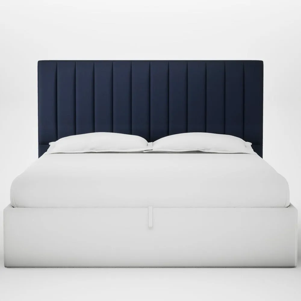 Heal's Retta Headboard Lift Storage Super King Smart Cotton Linen Indigo