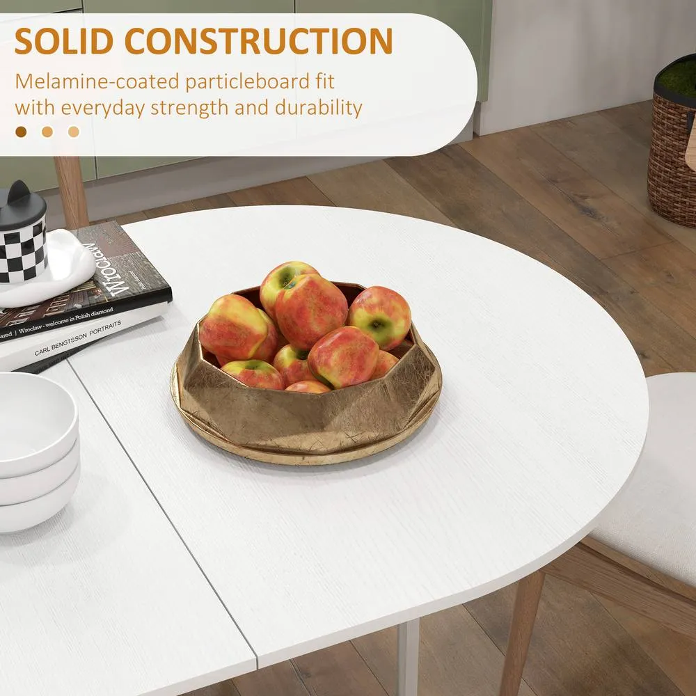 HOMCOM Oval Kitchen Table for Dining Room, Small Spaces, Ash Wood-Effect in White 6