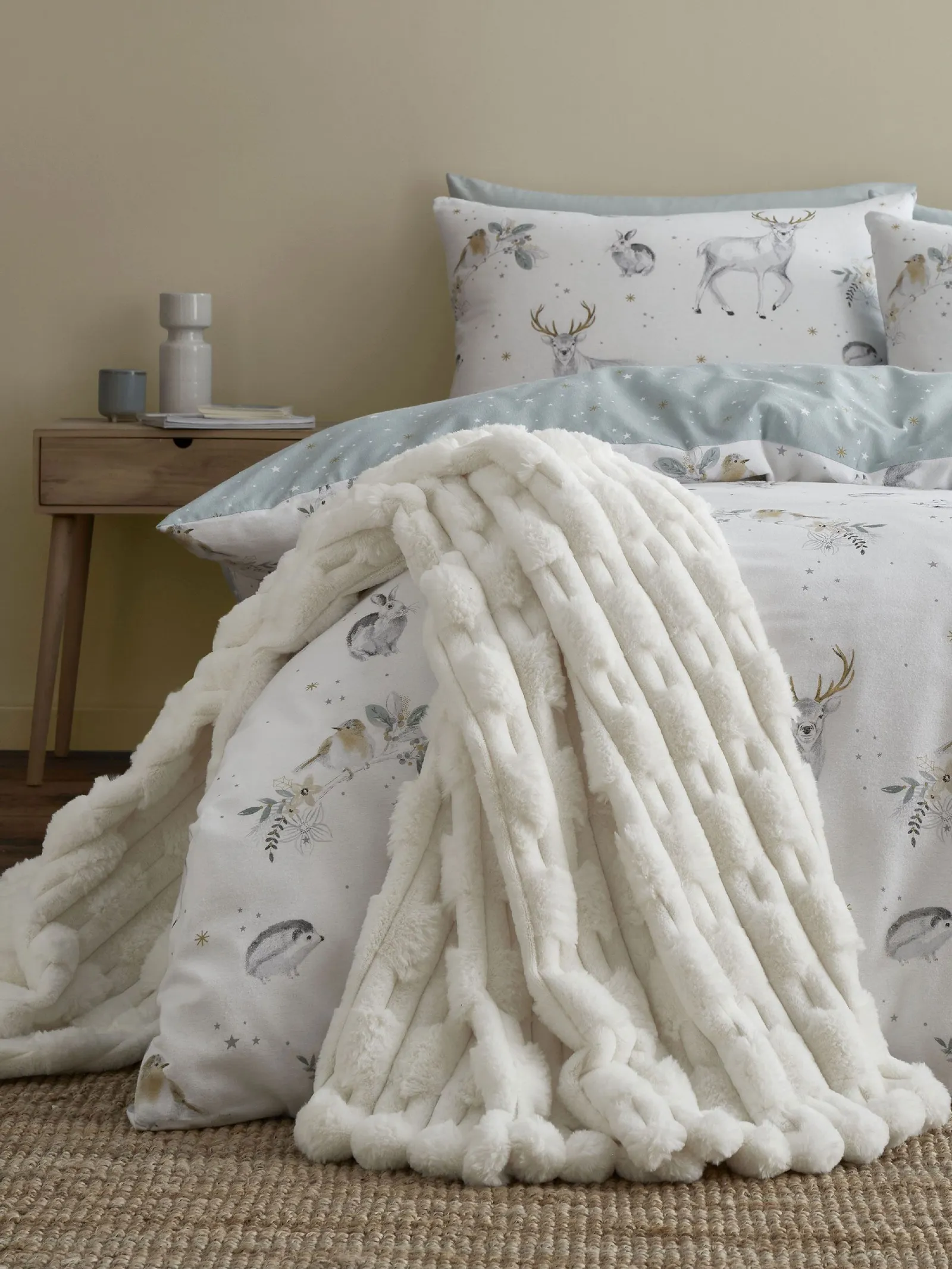 Bianca 'Carved Faux Fur' Blanket Throw in Cream