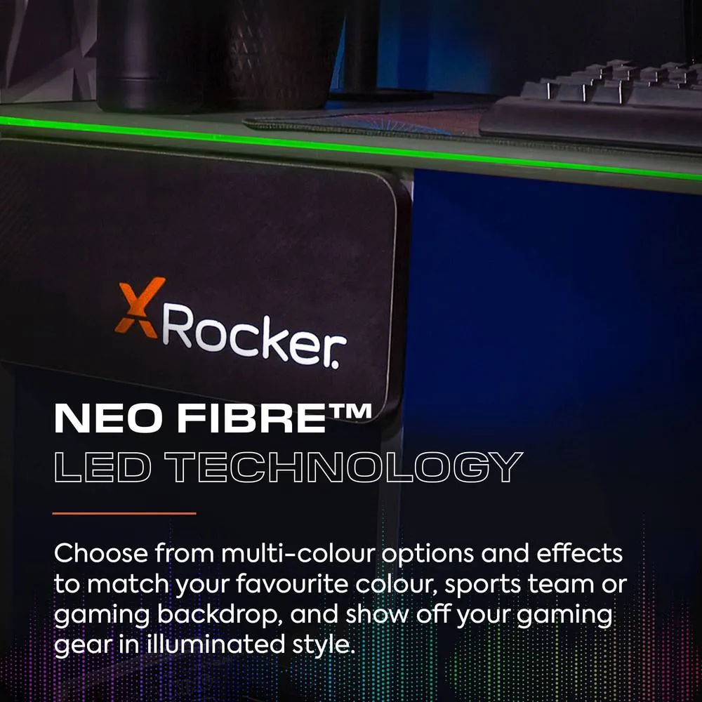 X Rocker Carbon-Tek 120cm LED Gaming Desk with Drawer & Charging in Blue 3
