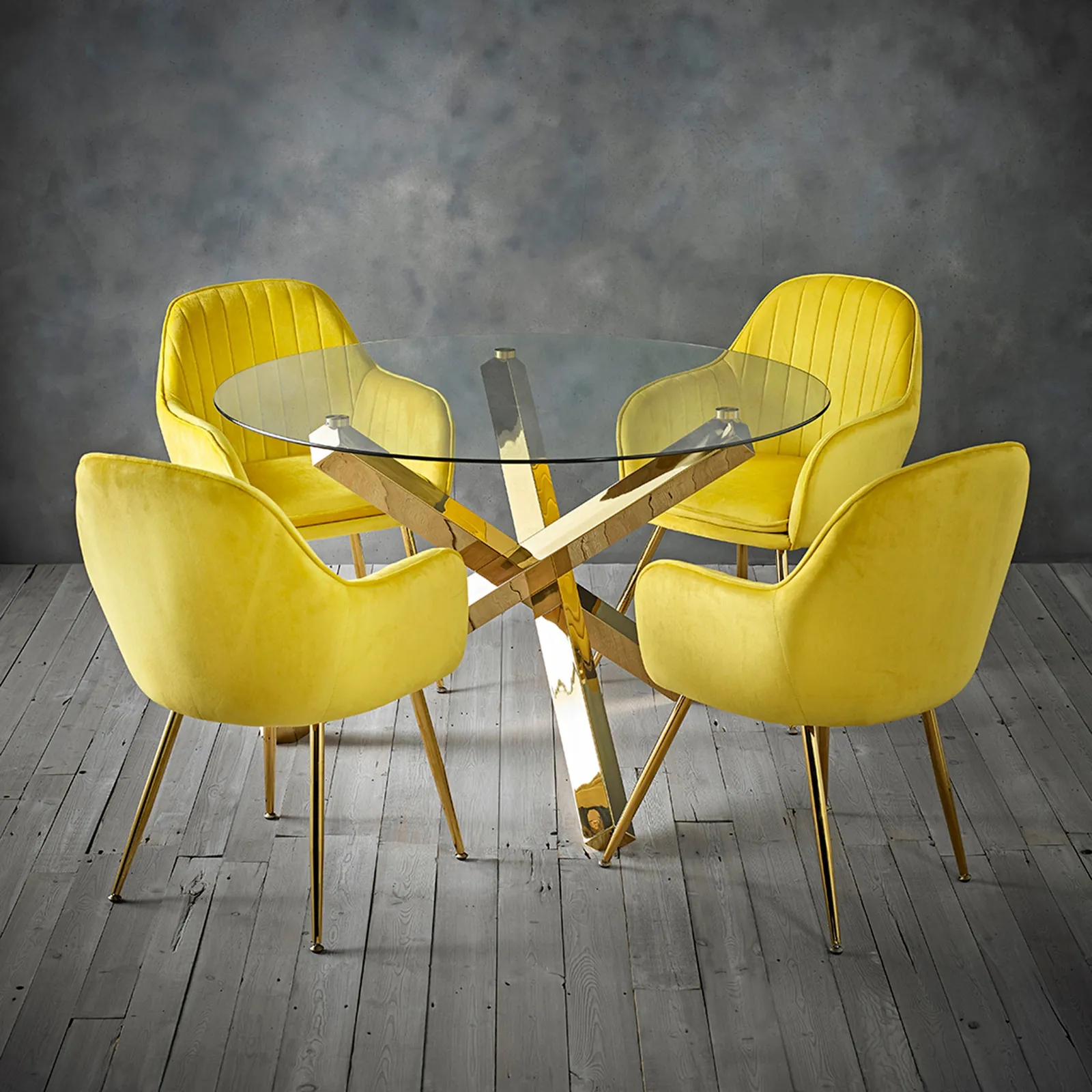 Laila 4 Seater Dining Set - Ochre Yellow