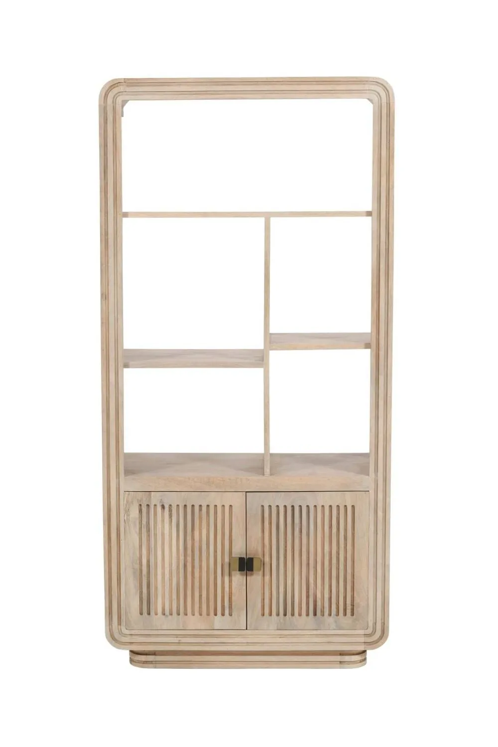 IH Design Baffins Mango Wood Carved Bookcase 165cm in Light Brown 2