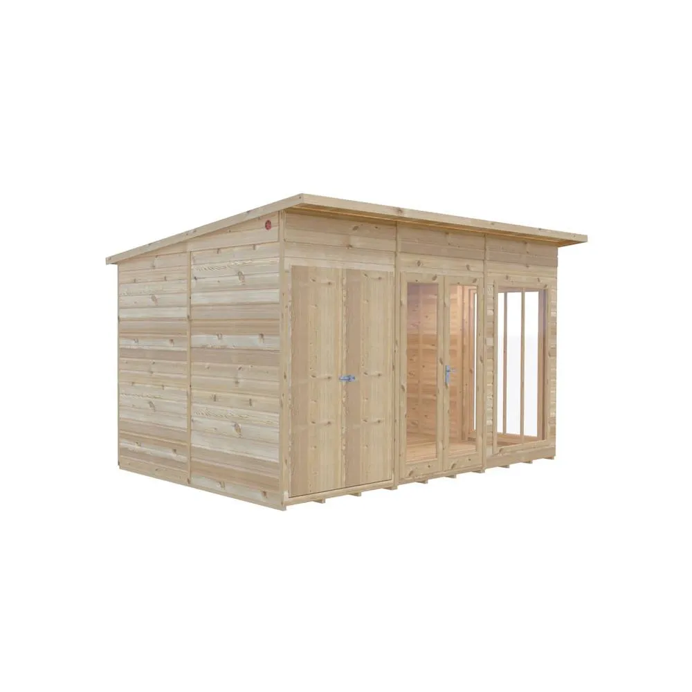 Shires Lela 12 x 8 Summerhouse including Storage - L244.8 x W357 x H227.5 cm in Light Brown 3