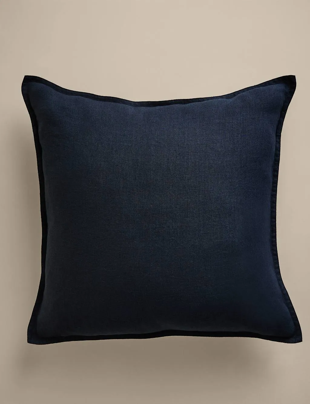 M&S Pure Linen Flange Trim Cushion Navy