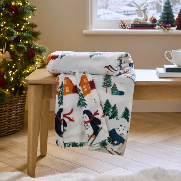 Alpine Cabin Fleece Throw Blanket 130cm x 170cm