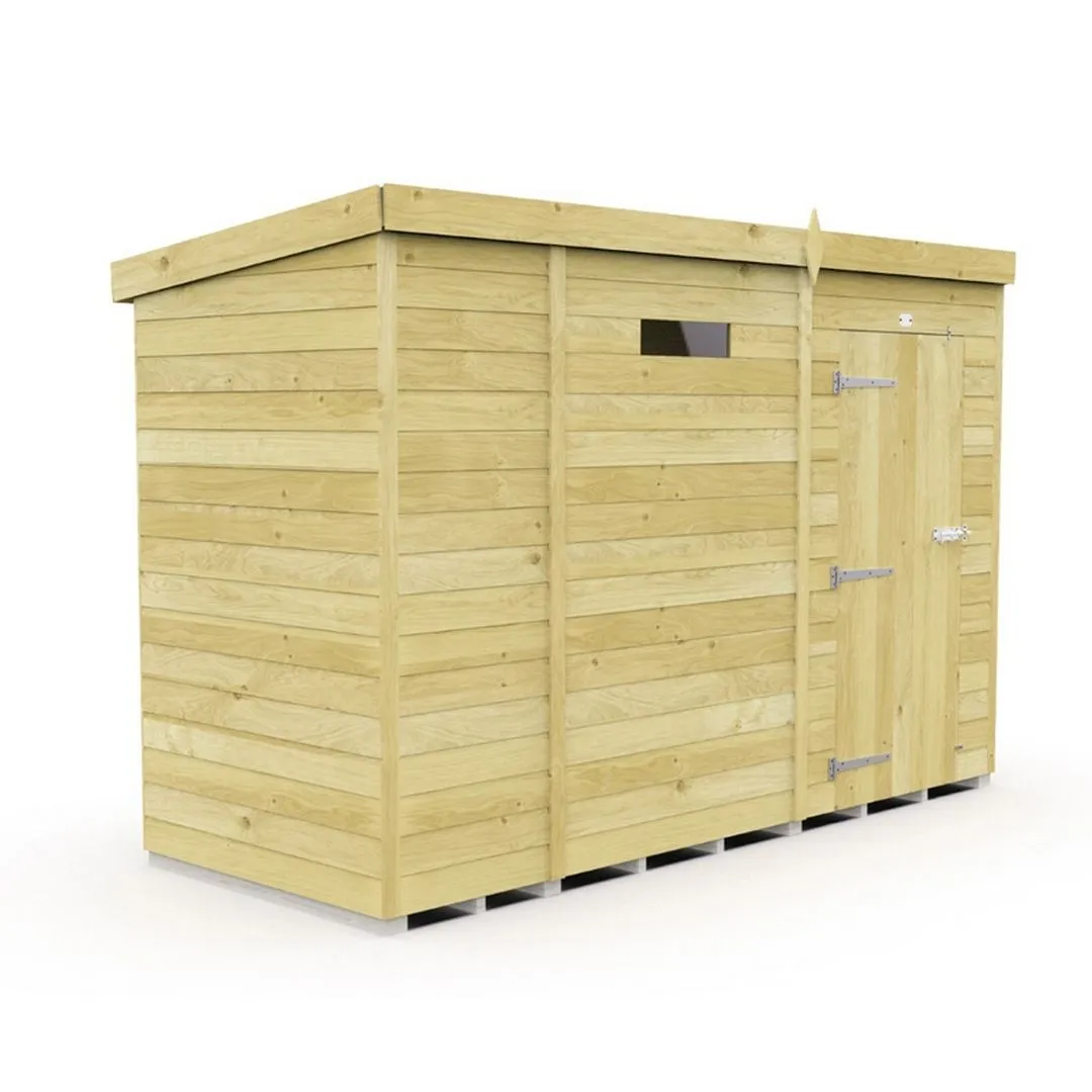 Buttercup Farm 9 x 4 Feet Pent Security Shed - Single Door - L118 x W276 x H201 cm in Brown