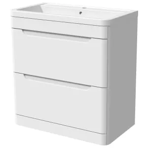 Wickes Malmo Gloss White J Pull Freestanding Vanity Unit & Basin - 967 x 800mm
