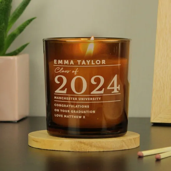 Personalised Graduation Glass Candle 3
