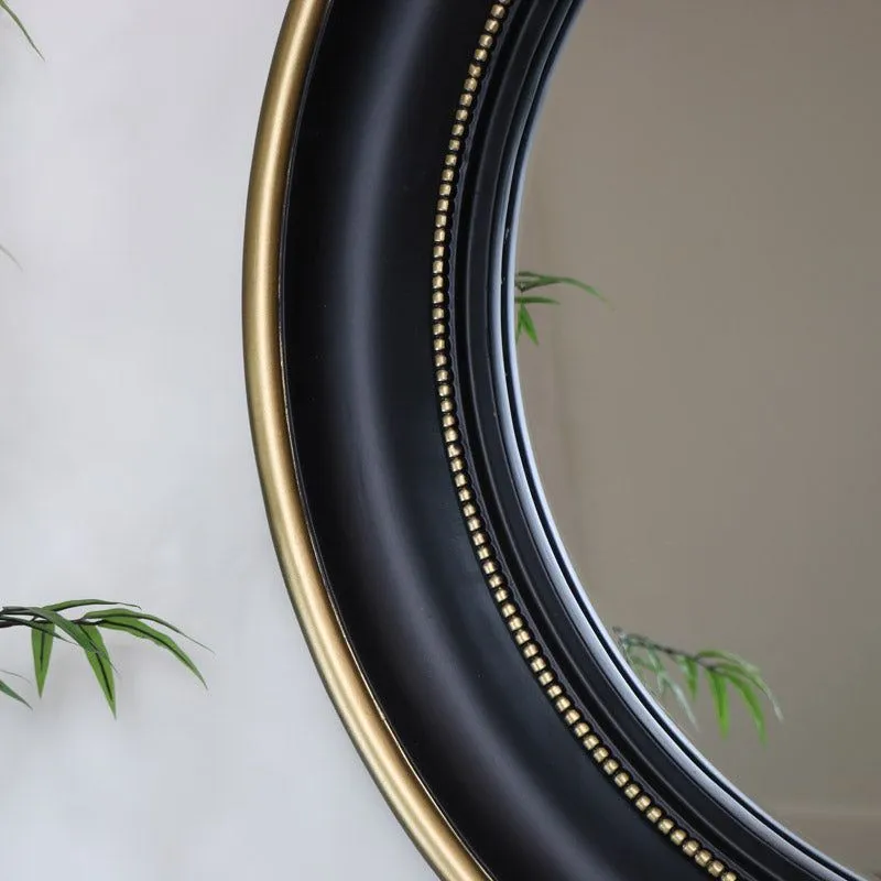 Melody Maison Round Black & Gold Wall Mirror 90cm X 90cm 2