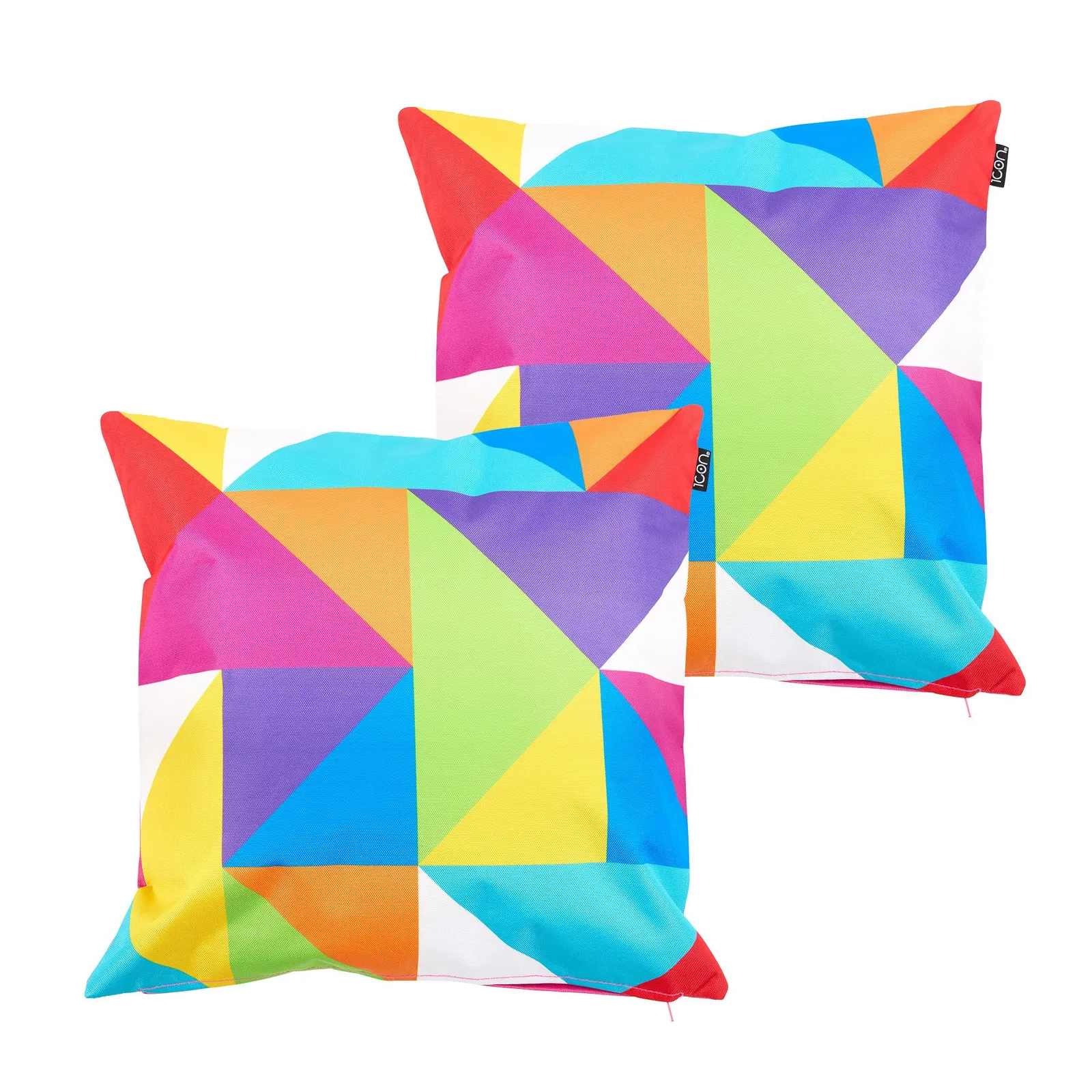 icon Indoor & Outdoor Waterproof Cushion Set of 2 Technicolour Geometric Waterproof Cushion in Green