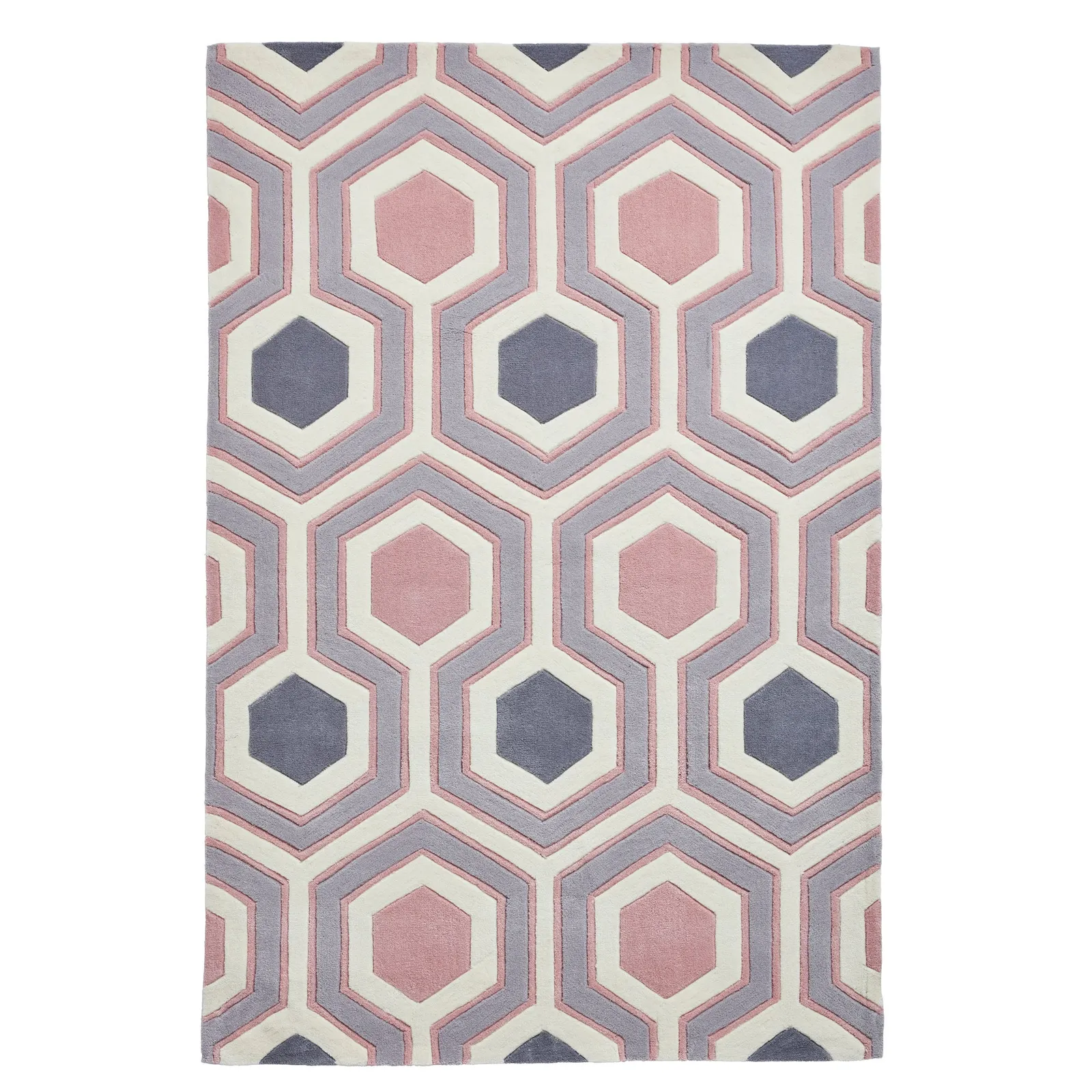 Hong Kong 3661 Rug Pink, Grey and White
