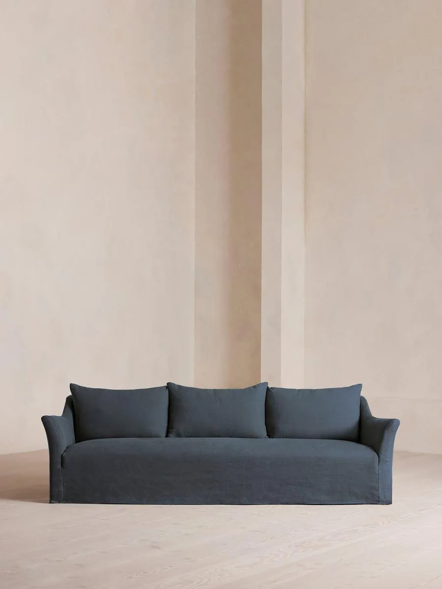 Roma Four Seater Sofa, Linen, Prussian Blue