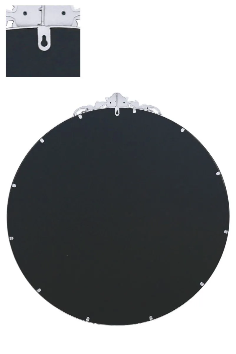 MirrorOutlet Silver Metal Framed Round Decorative Wall Mirror 39" X 39" 100x100CM 5