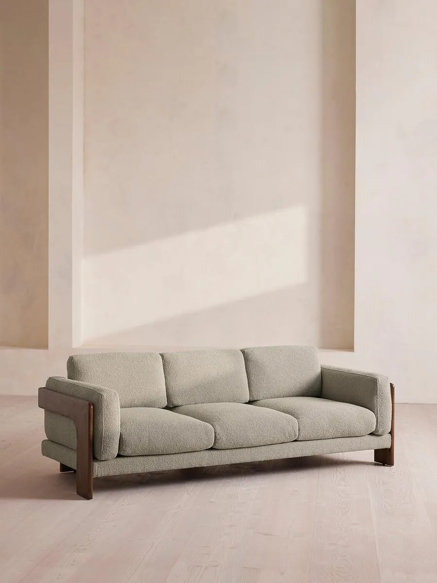 Marcia Three Seater Sofa, Textured Wool Boucle, Pistachio