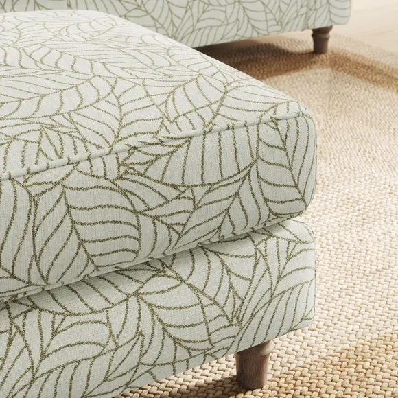 Flori Woven Leaf Fabric Footstool 5