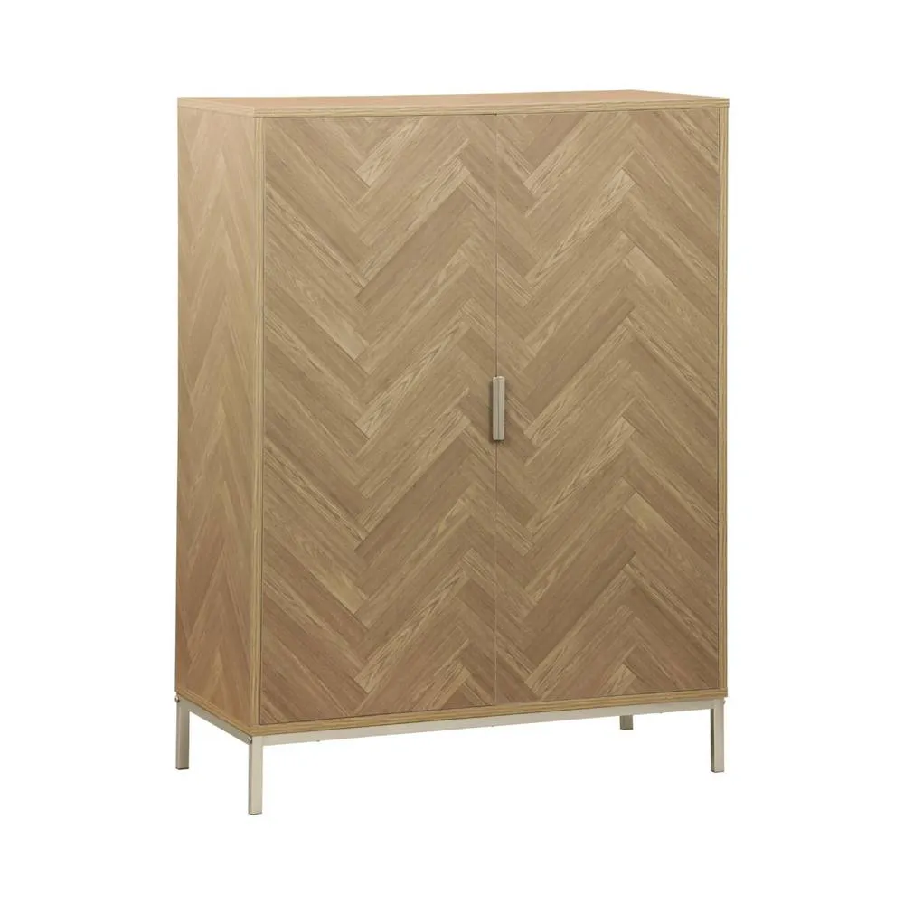 sweeek 110cm herringbone storage cabinet with 2 doors in Beige 2