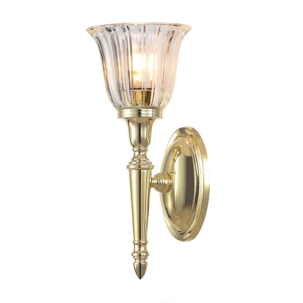 Netlighting Dryden 1 Light Bathroom Wall Light Polished Brass IP44 G9 in Yellow