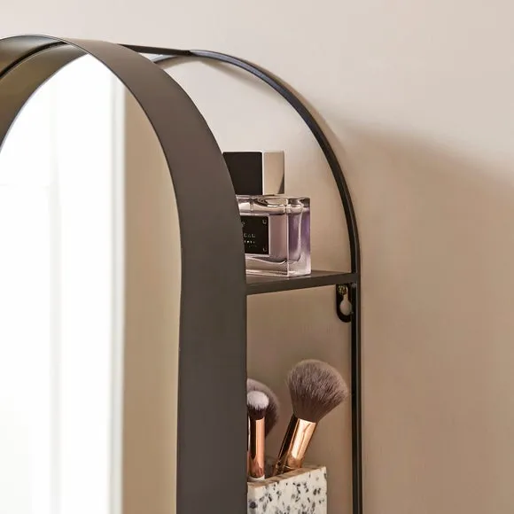 New York Arched Full Length Wall Mirror with Shelves 2