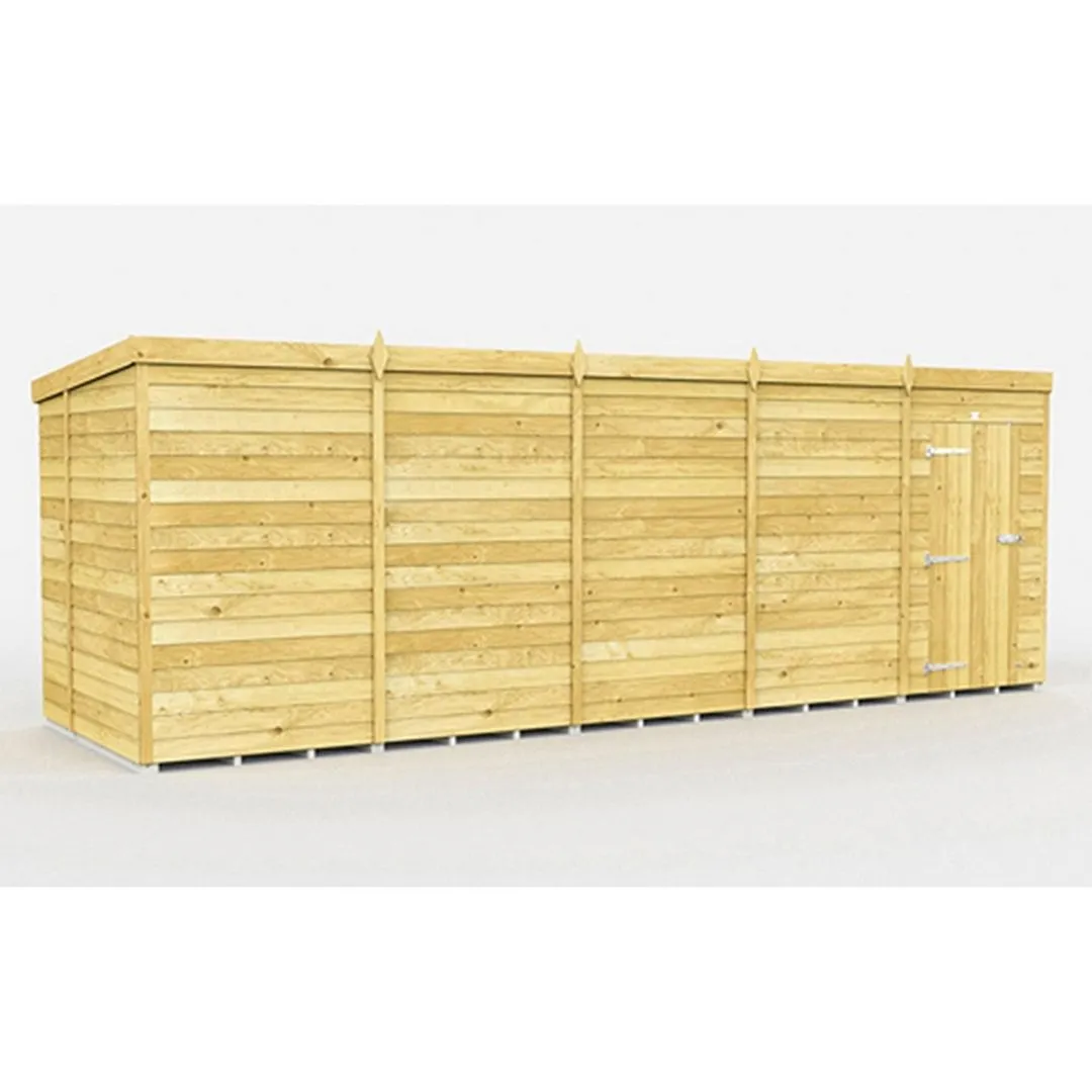 Buttercup Farm 20 x 6 Feet Pent Shed - Single Door W/O Window - L178 x W589 x H201 cm in Brown