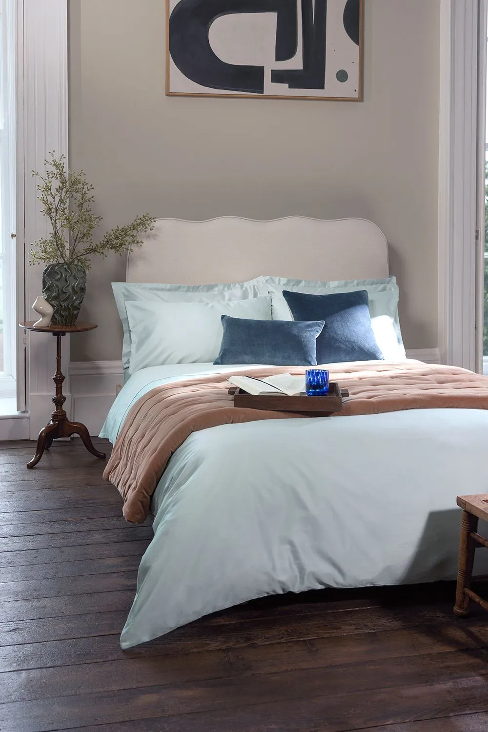 CHRISTY 400TC Luxury Cotton Sateen Plain Dye Oxford Pillowcases Pair in Light Grey 2
