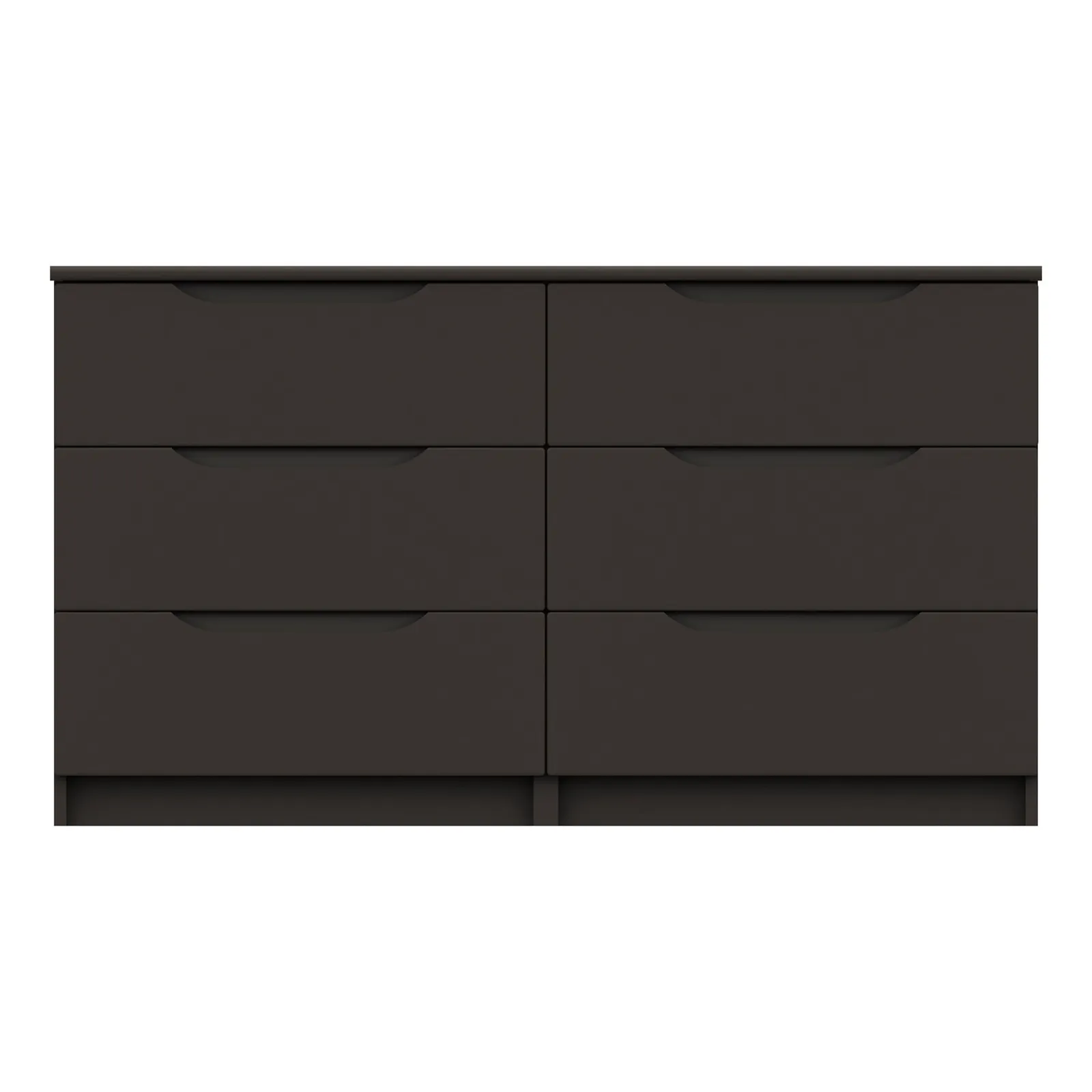Legato Graphite Gloss 6 Drawer Wide Chest Black