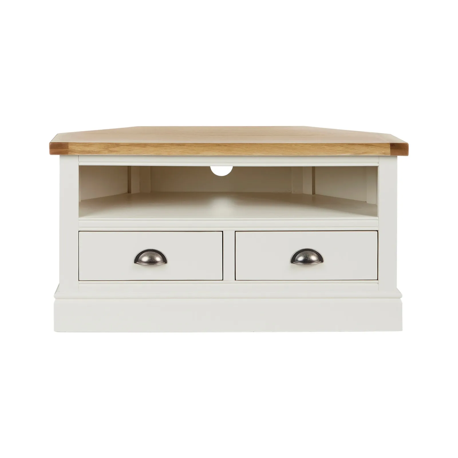 Compton Ivory Corner TV Stand Cream and Brown