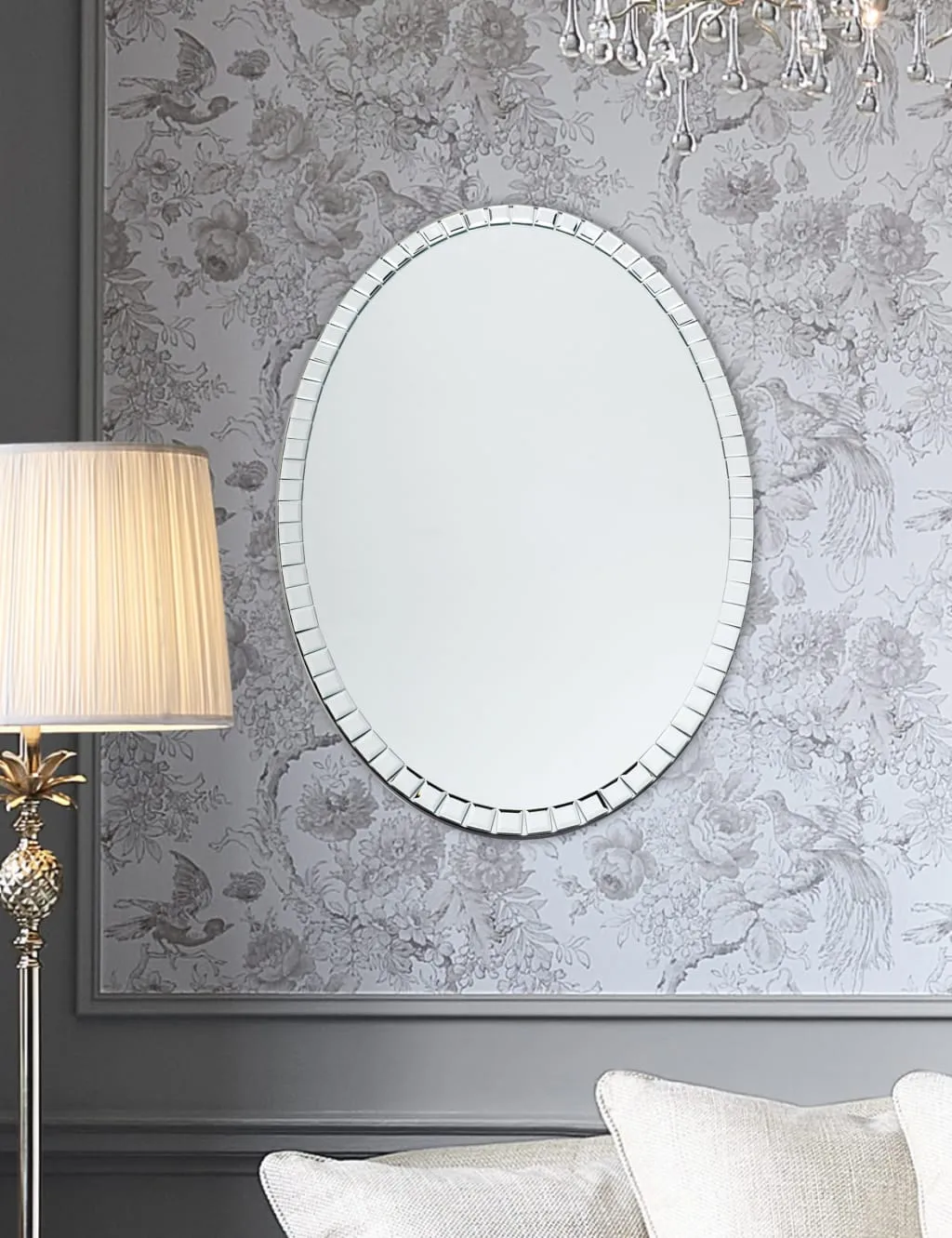 Laura Ashley Marcella Oval Wall Mirror Silver