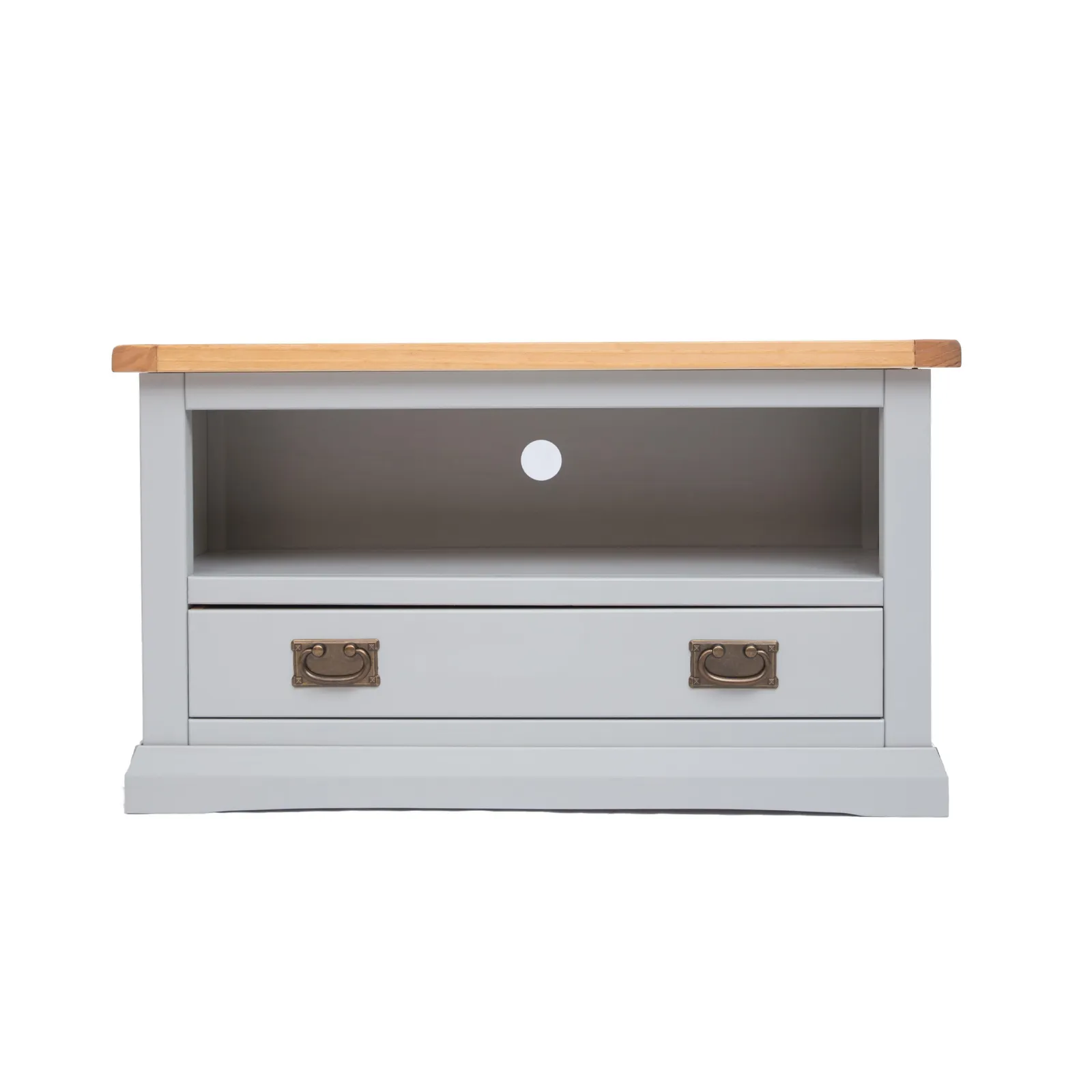 Cabinet Bits Loreo Light Grey 1 Drawer TV Cabinet Brass Drop Handle