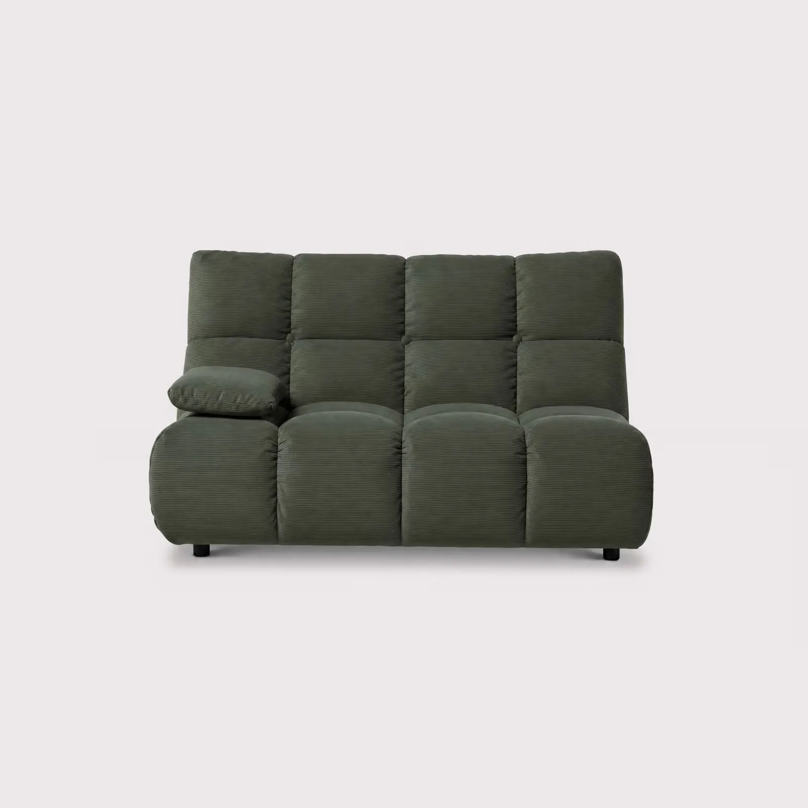 Bryce 2 Seater Modular Piece With Armrest Left Modular Sofa, Green Fabric | Barker & Stonehouse