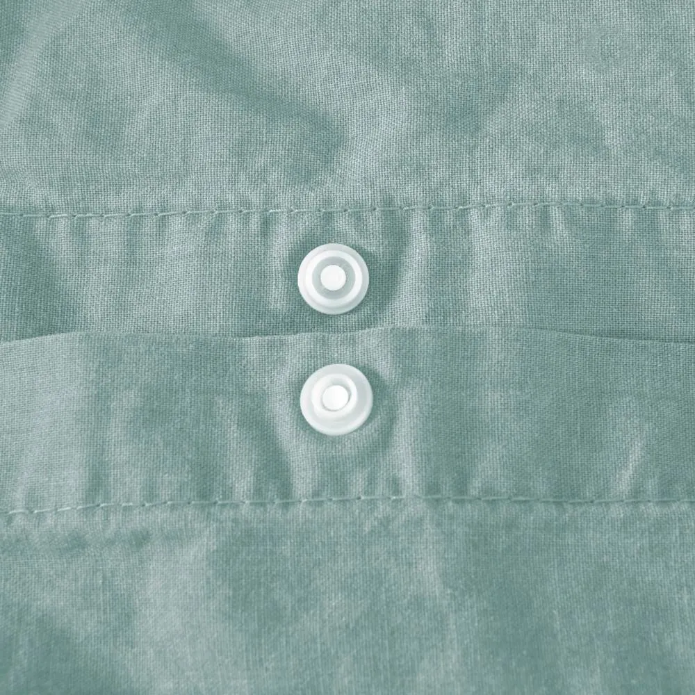 Smart Living Luxury Pure Cotton Plain Dye Duvet Cover With Pillowcase in Green 5