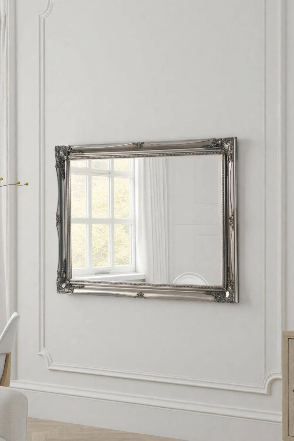 Yearn Mirrors French Style Carved Mirror Silver 116x90cm