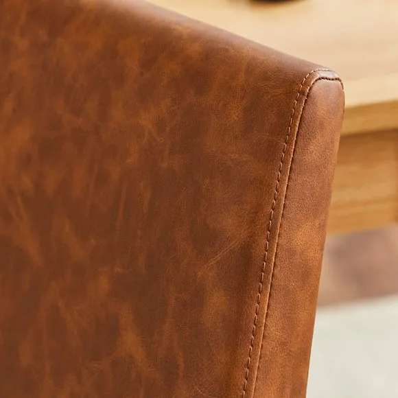 Hugo Set of 2 Dining Chairs, Distressed Faux Leather 3